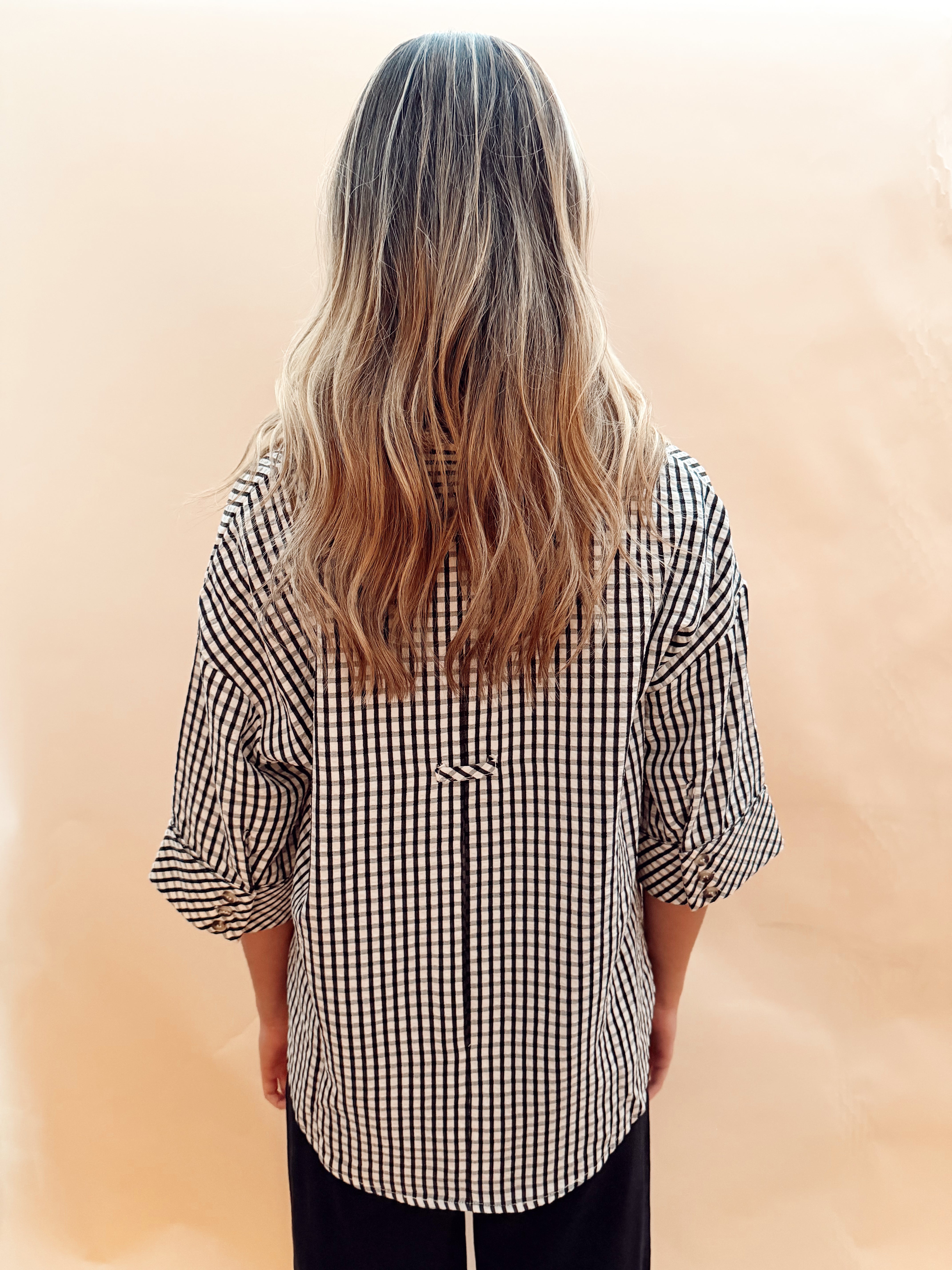 Collared Plaid Top