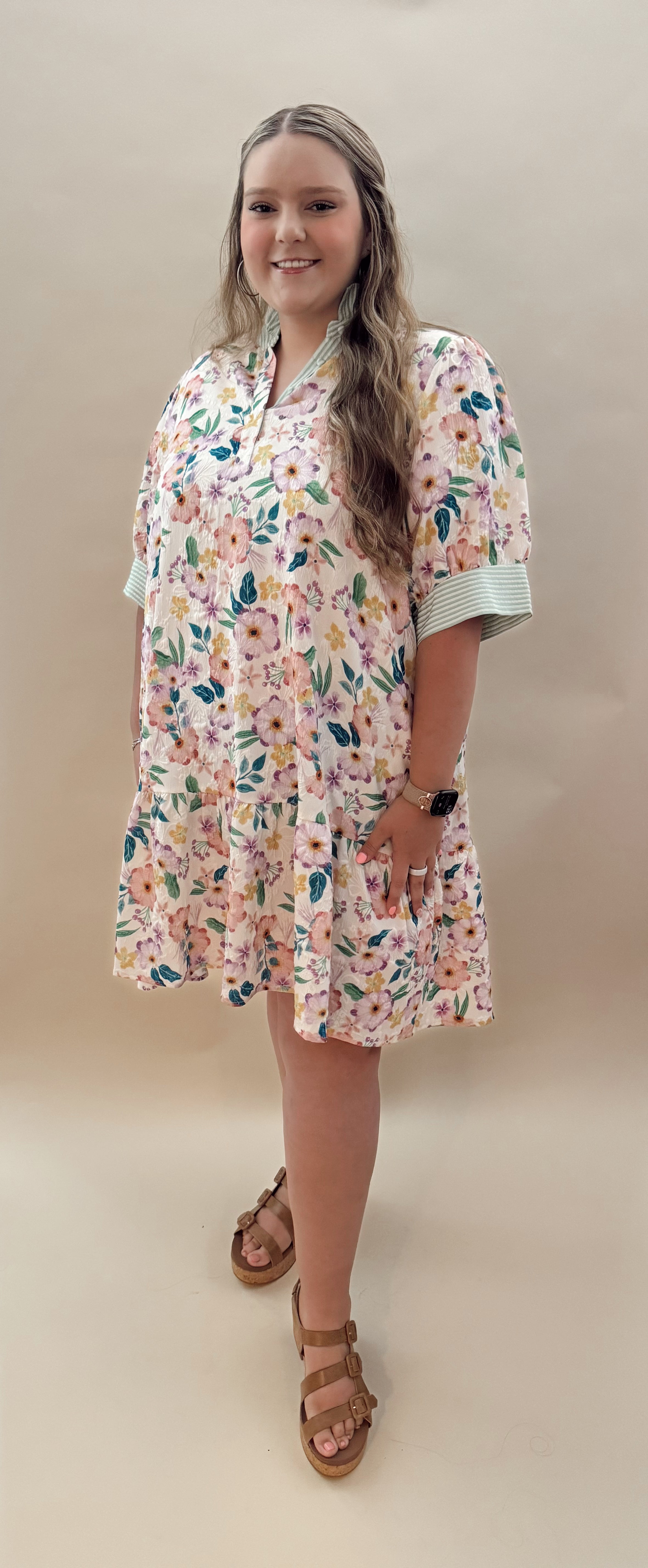 Pastel multicolored floral dress