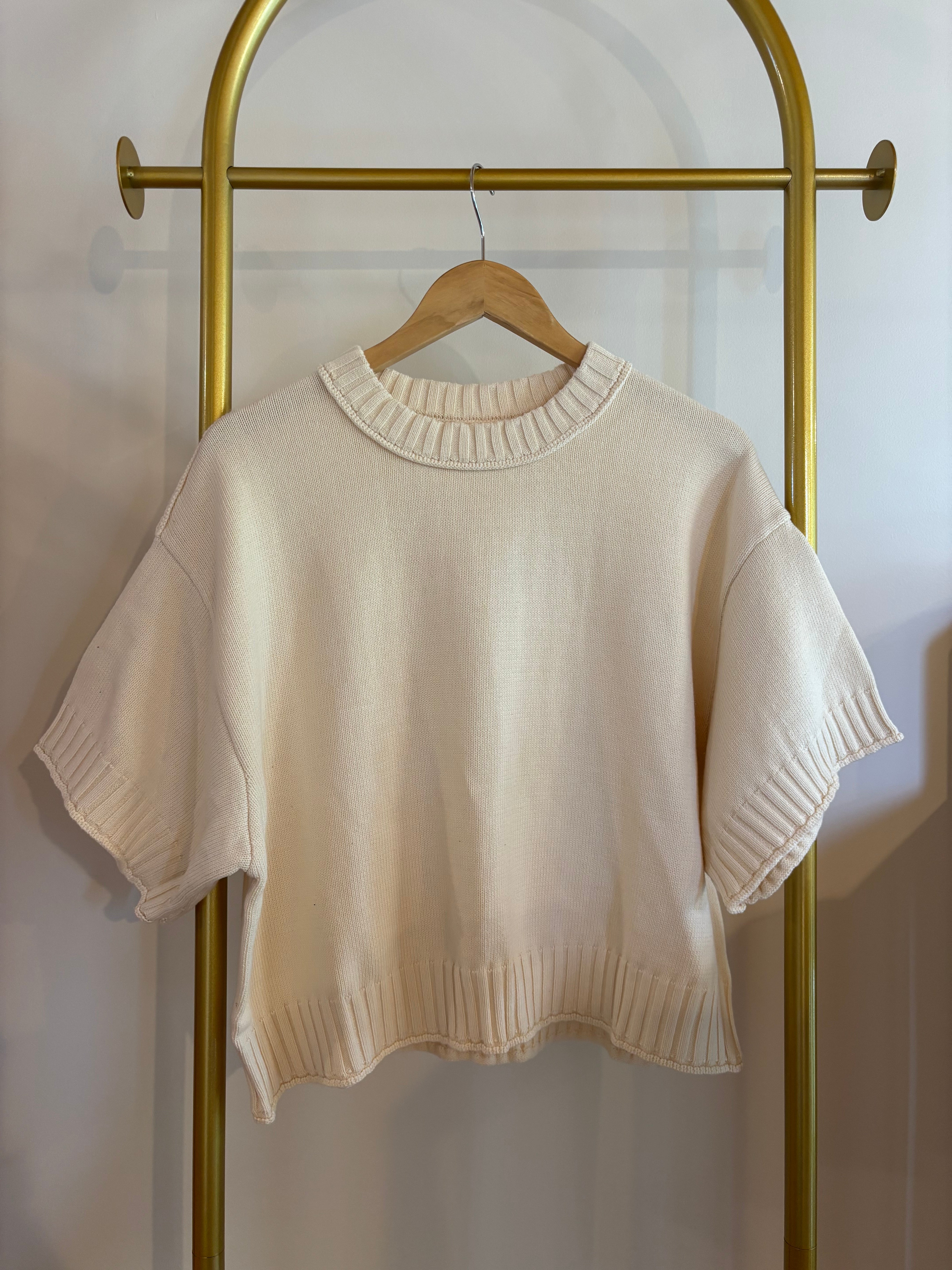 Solid short sleeve sweater