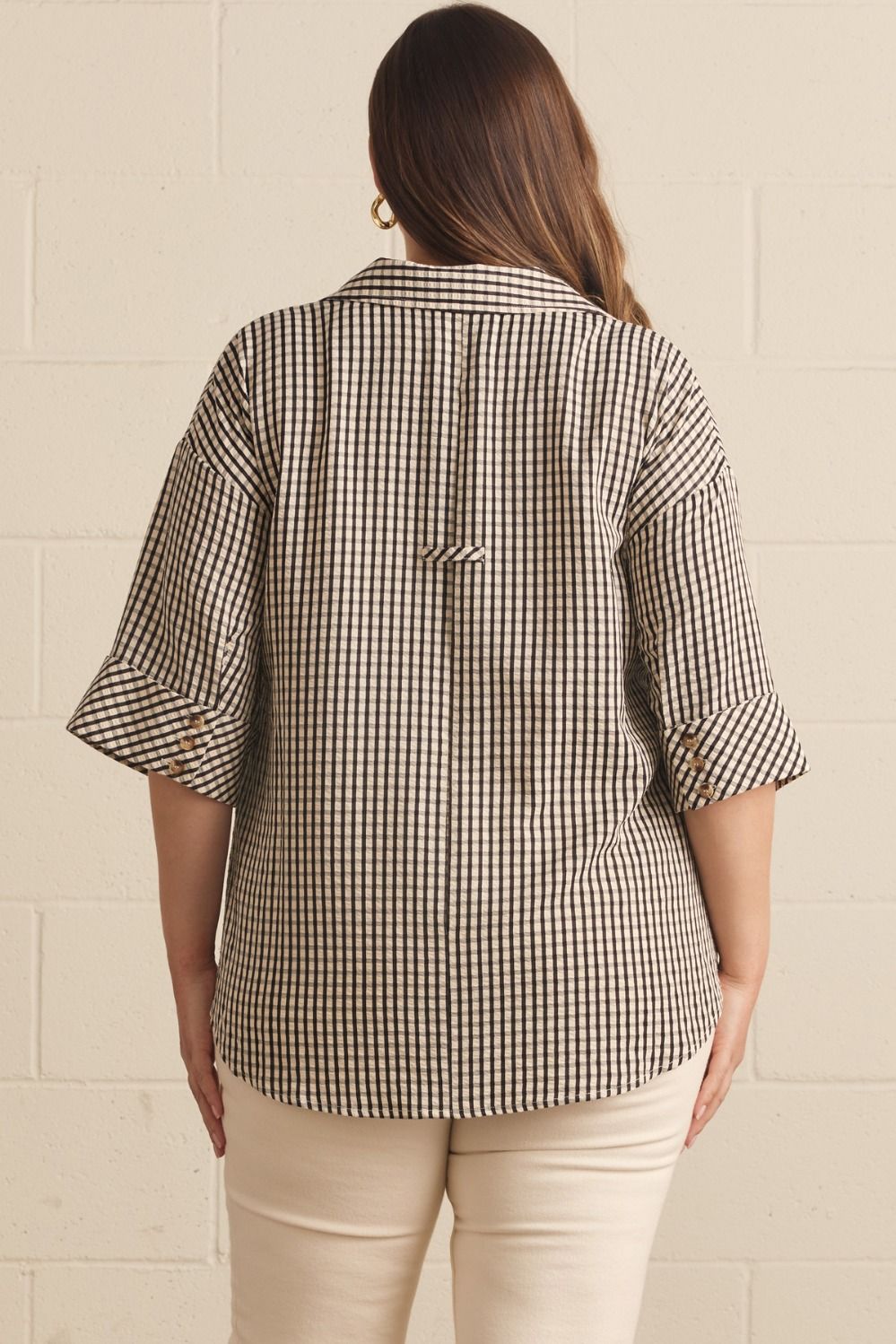 Collared Plaid Top