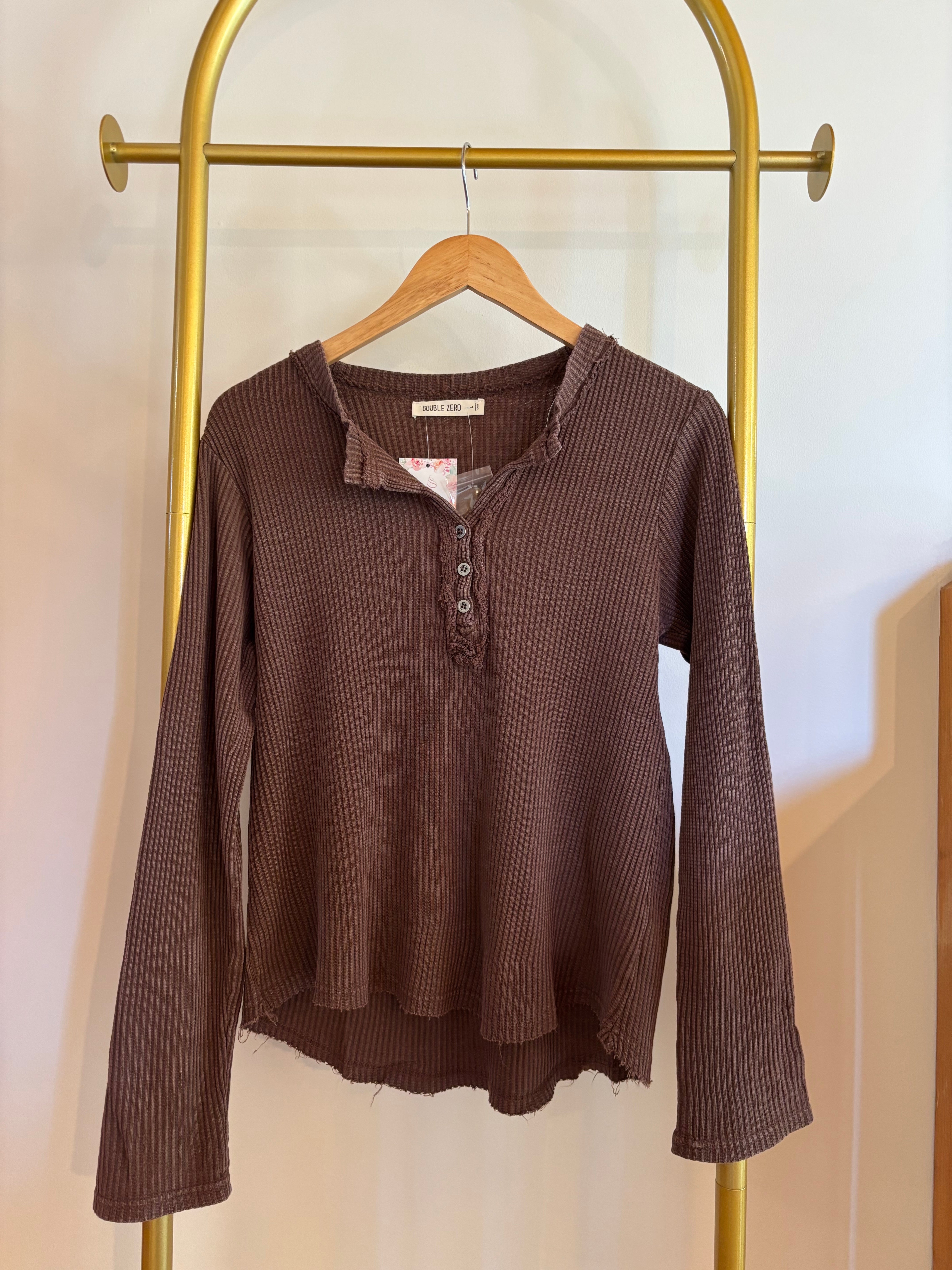 Mineral wash waffle Henley top