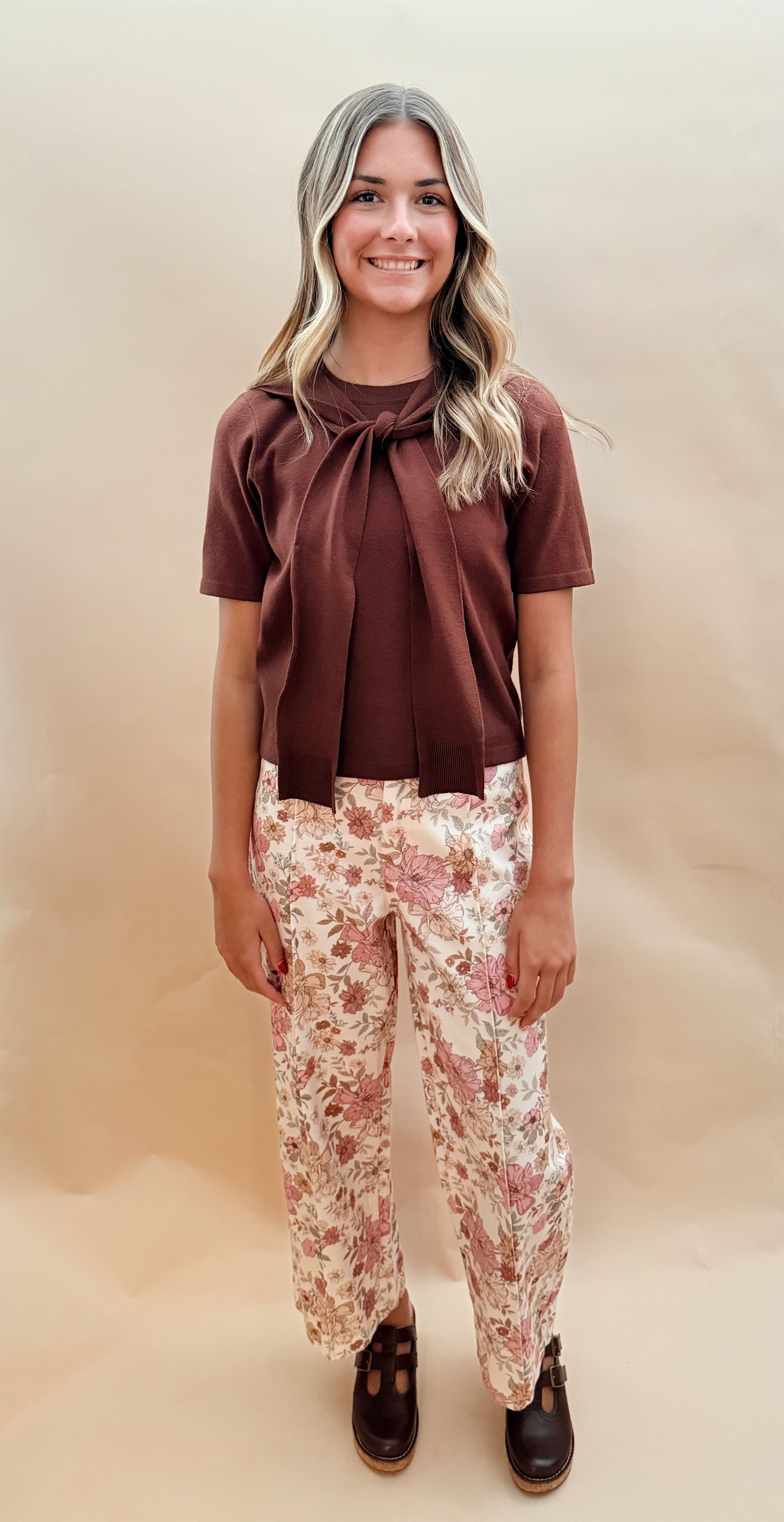 Short Sleeve Sweater Wrap Tie