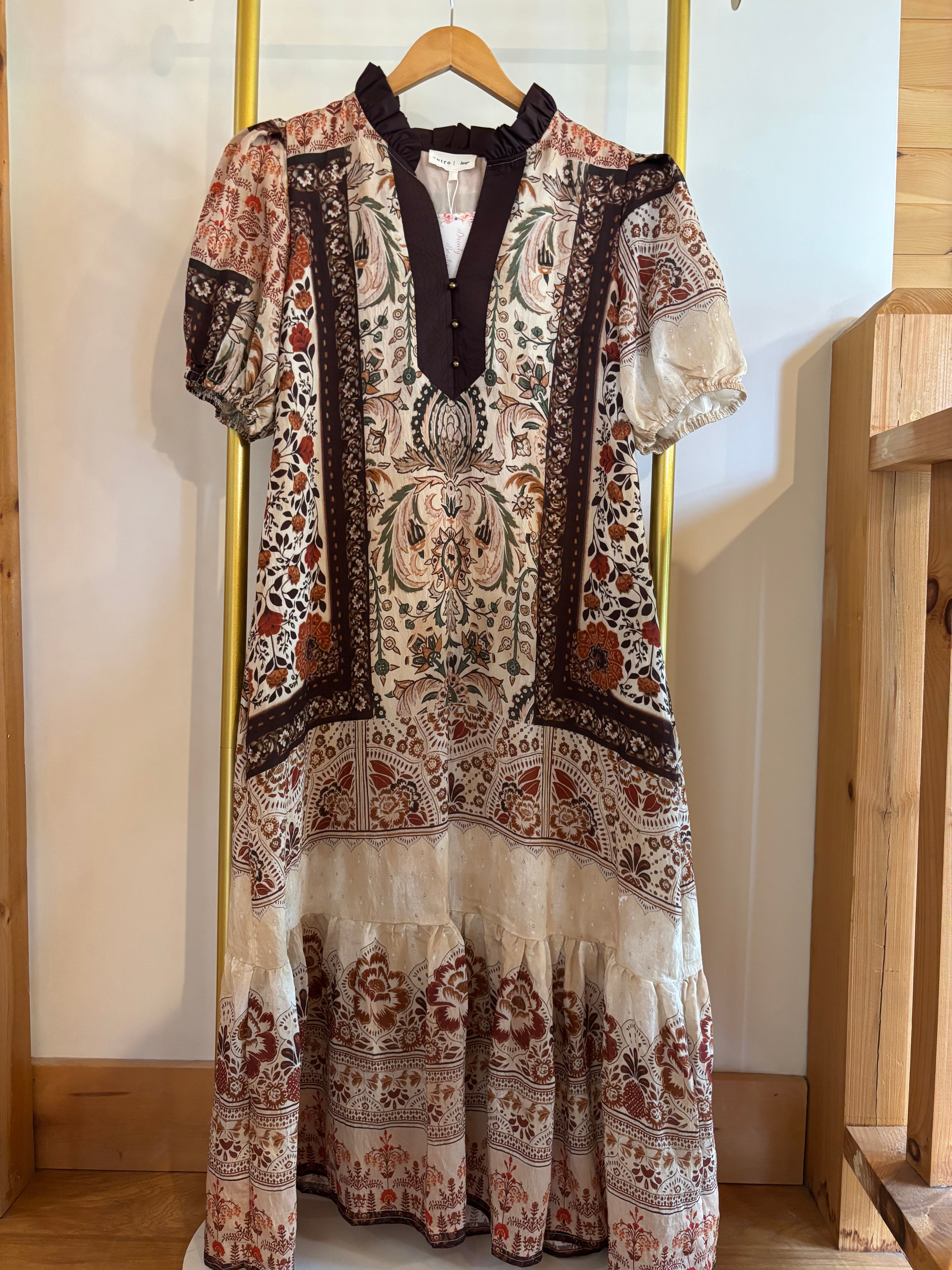 Pattern maxi dress with buttons