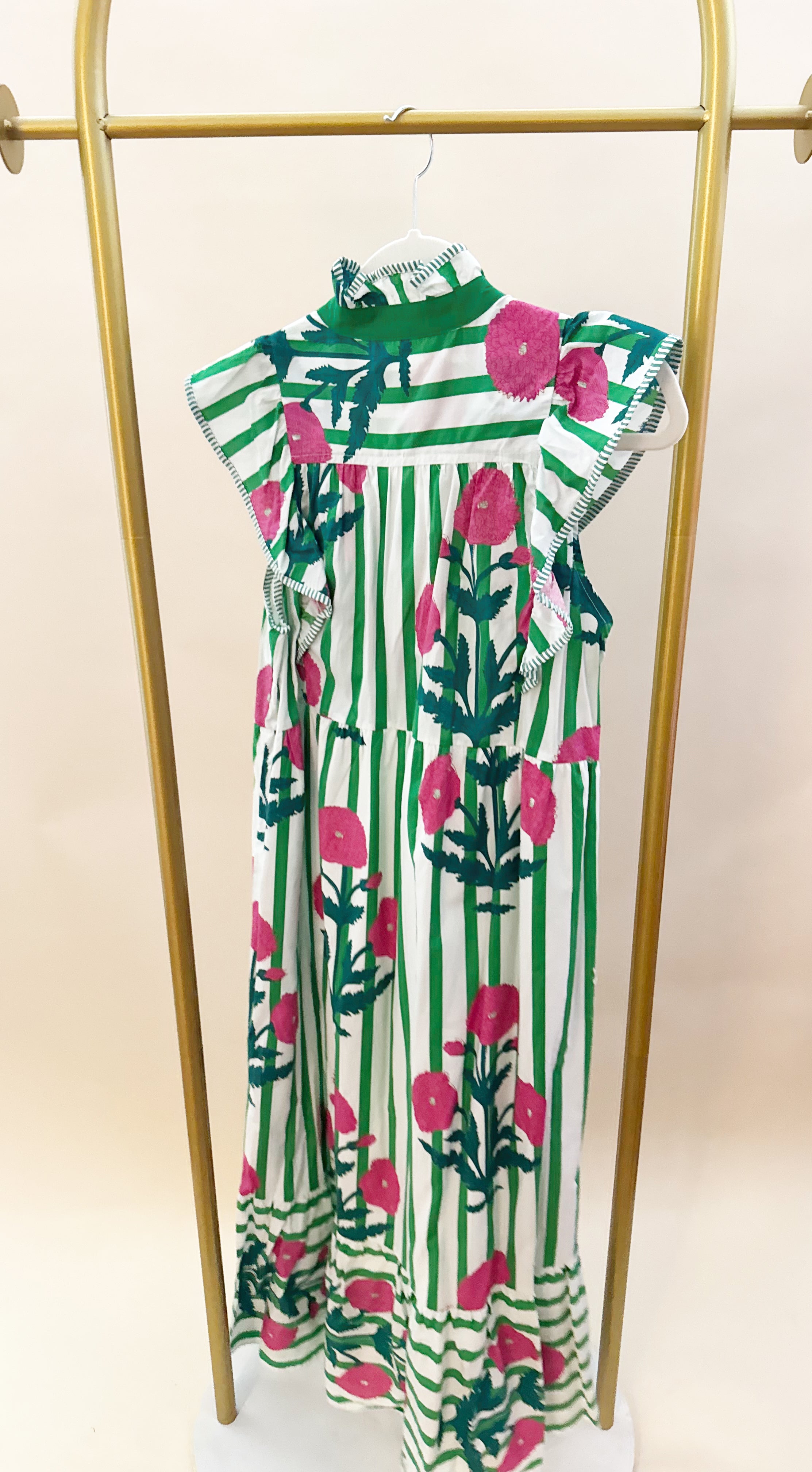 Green and pink floral maxi