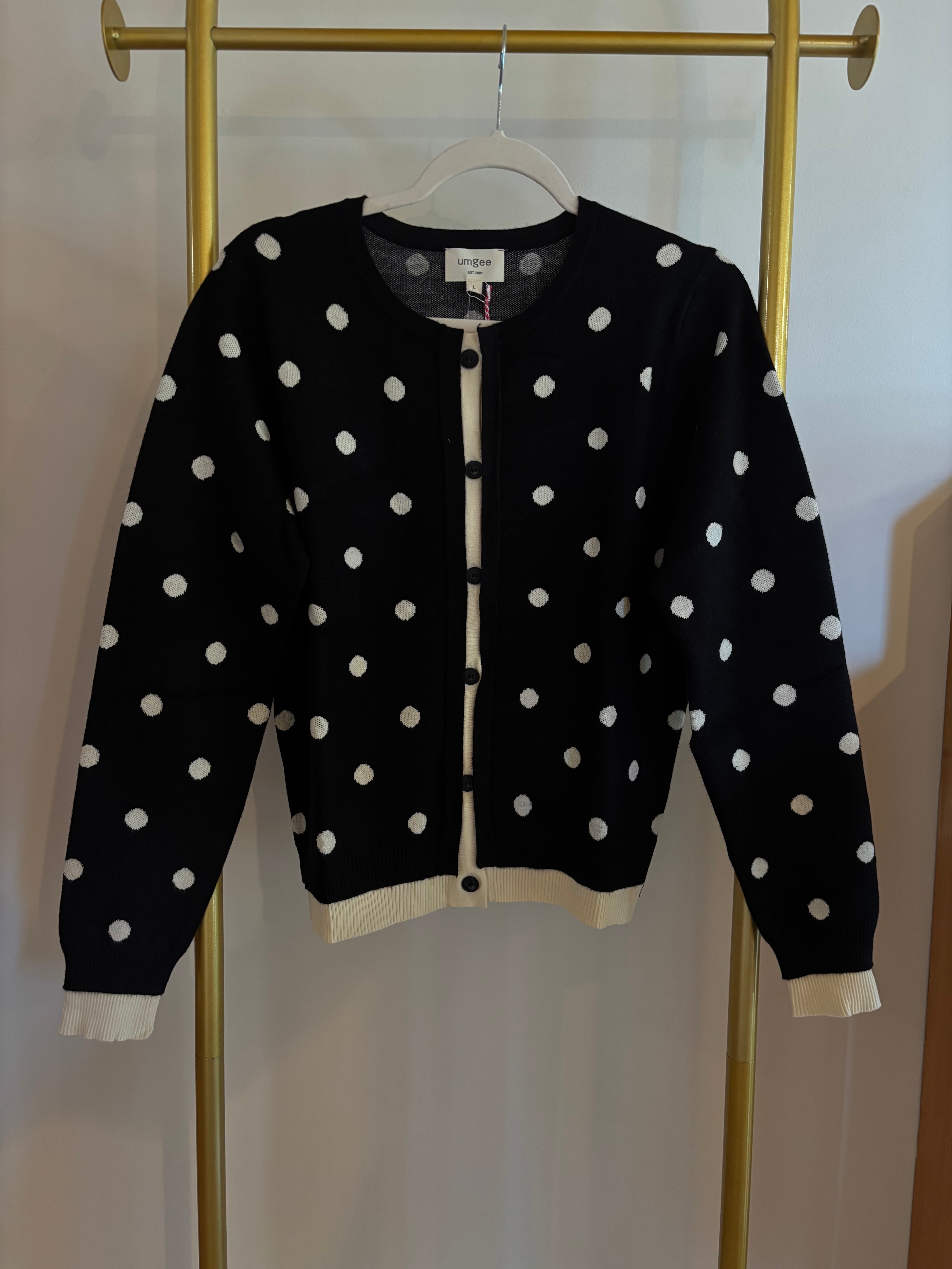Polka dot knit cardigan