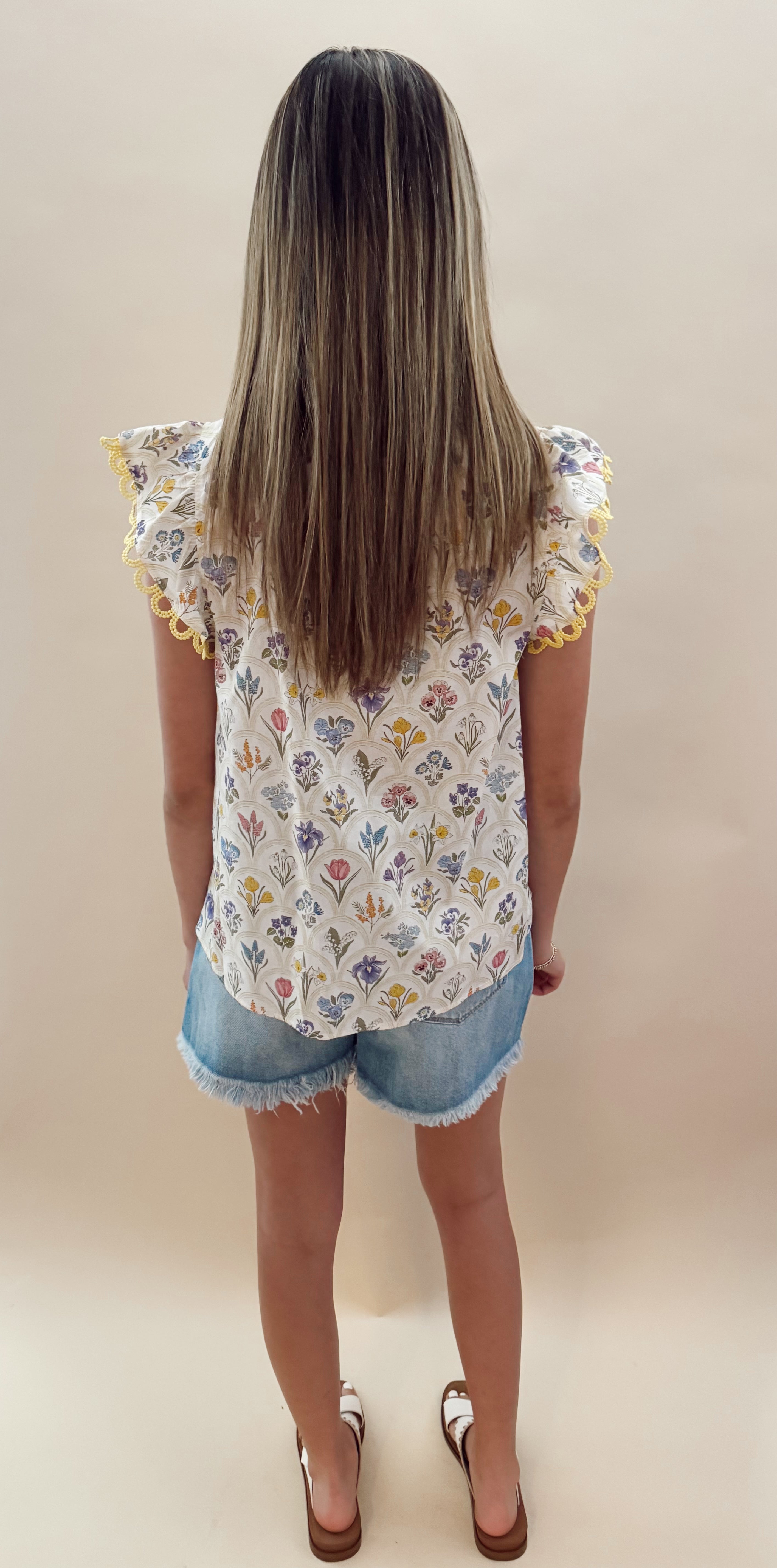 Multi-Floral Top Lace Sleeve