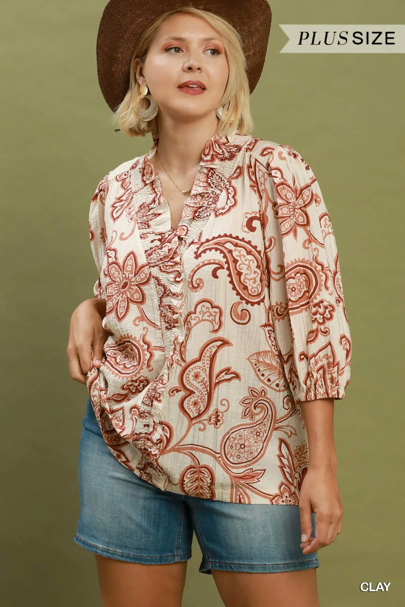 Abstract Print Textured Top