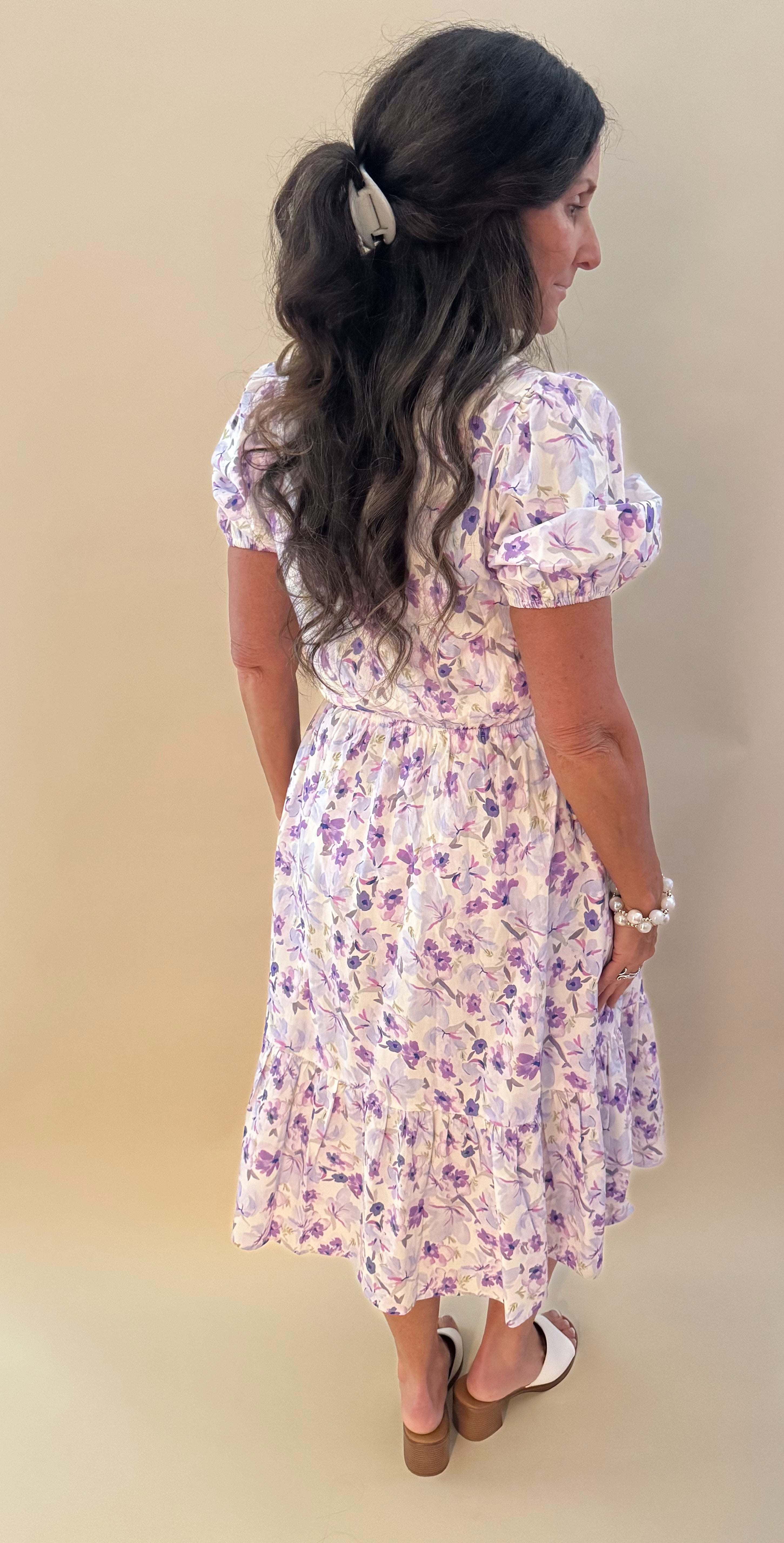Lavender Floral Midi Dress
