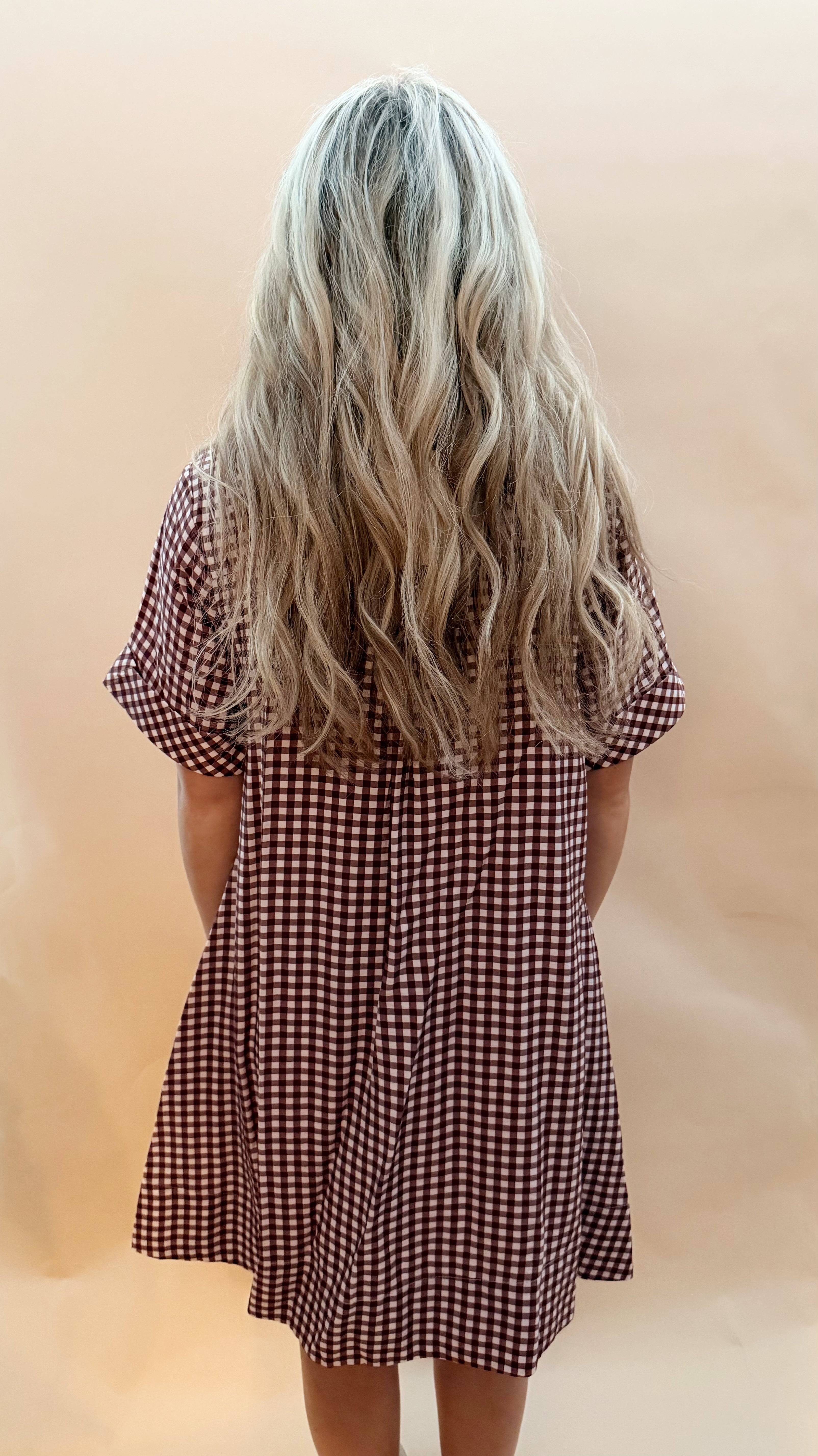 Gingham knee length dress
