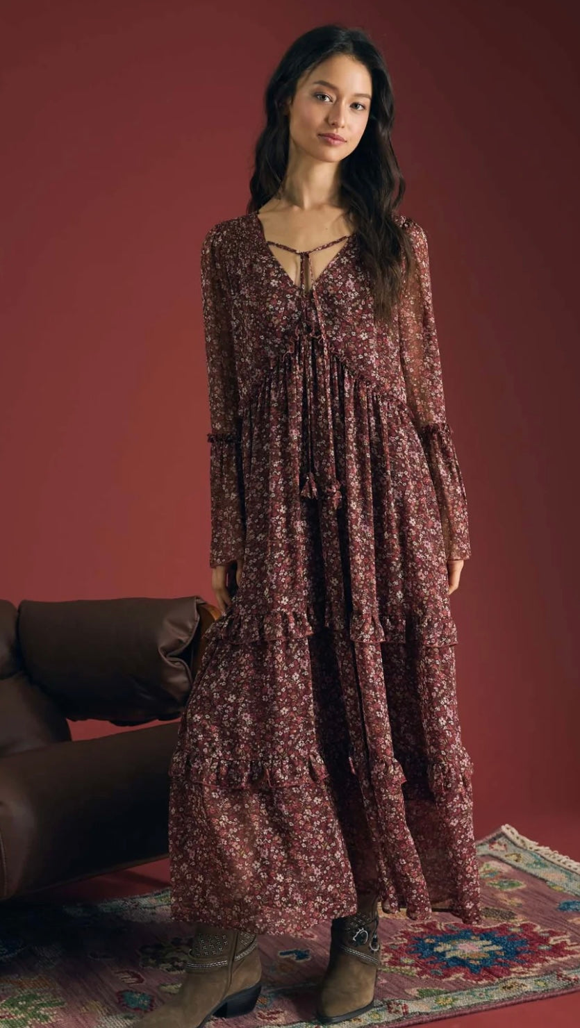 Floral flowy long sleeve dress