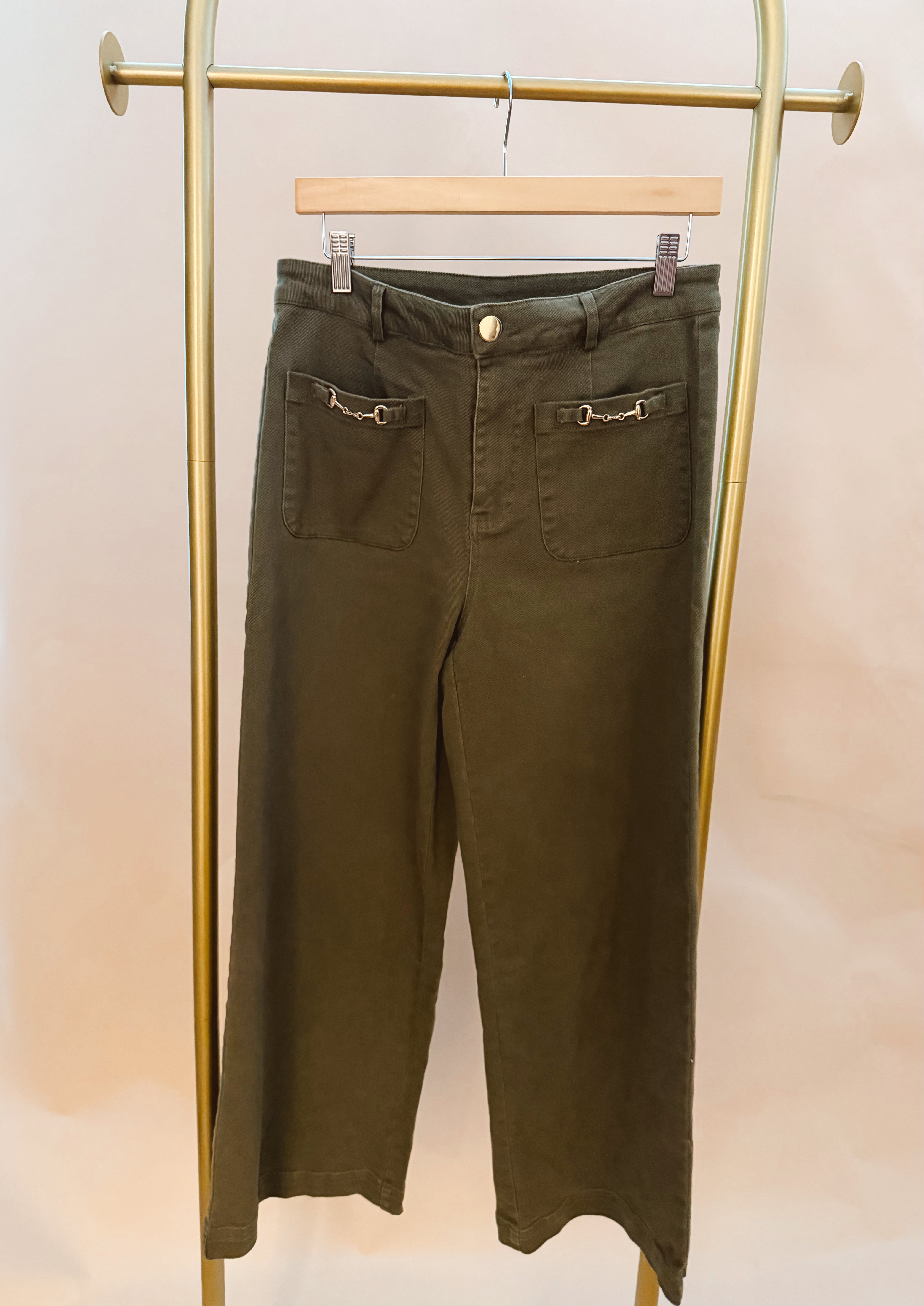 Wide Leg Pants Horse-bit Detail