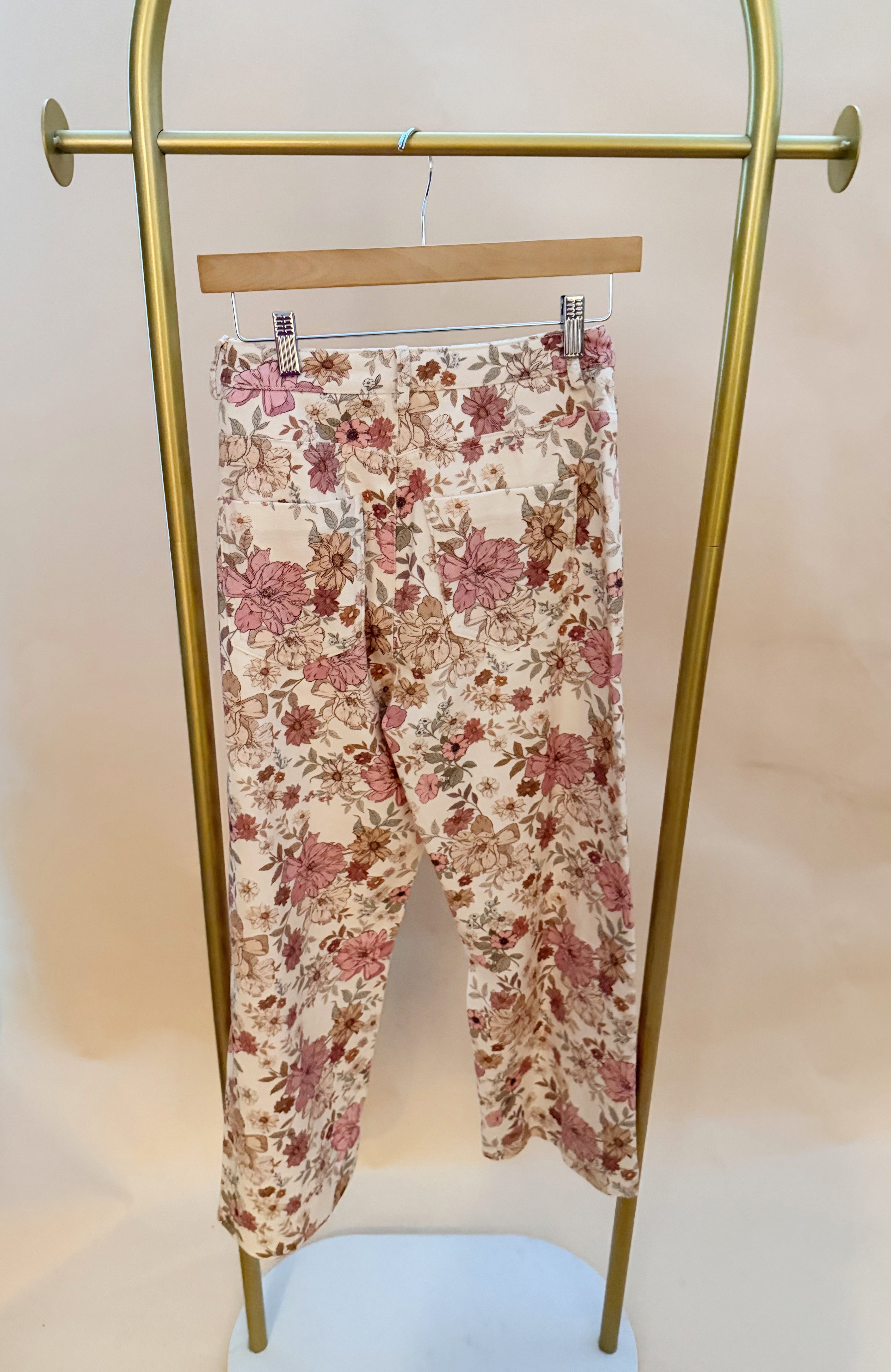 Floral print high waisted straight pant