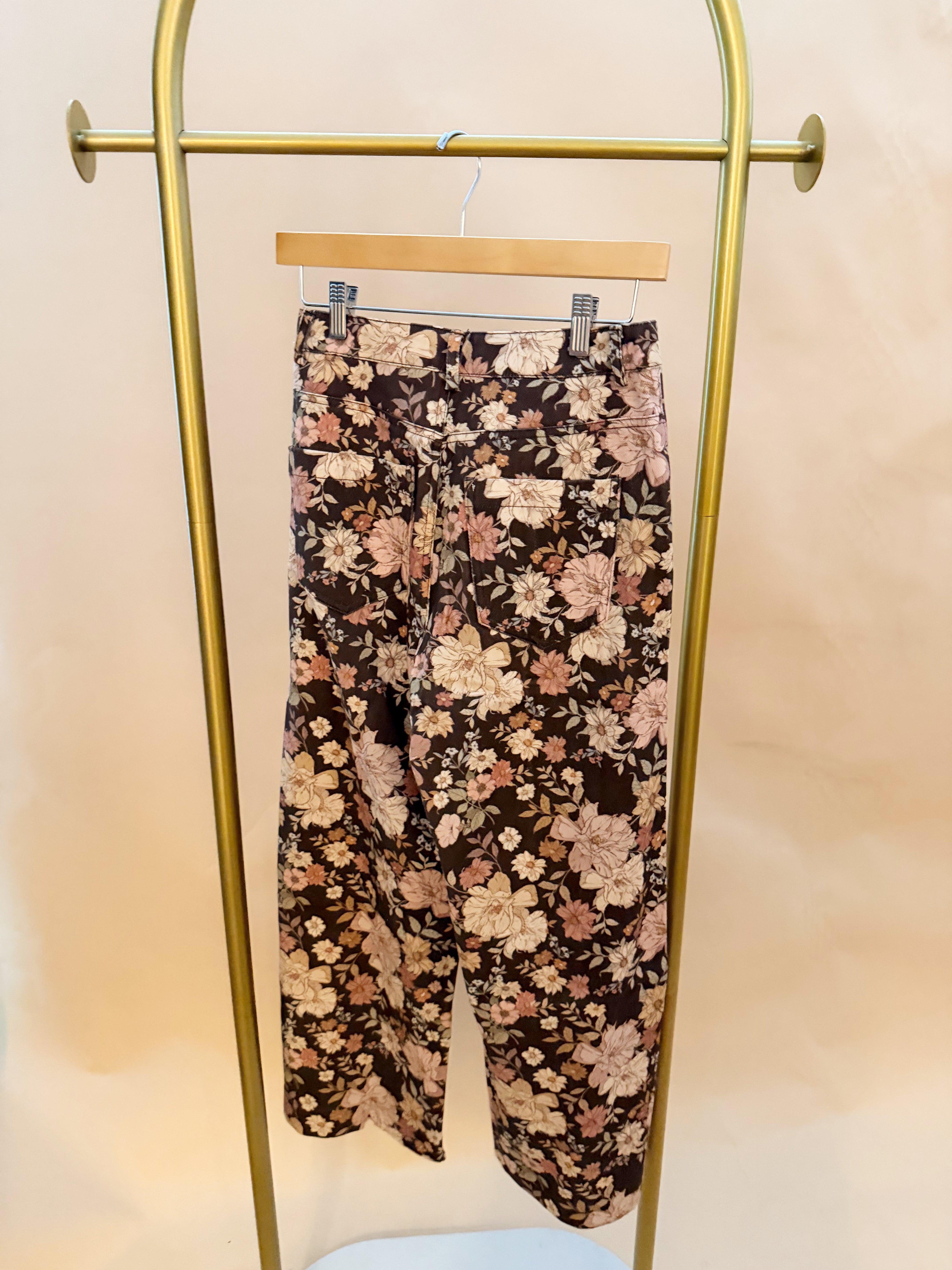 Floral print high waisted straight pant
