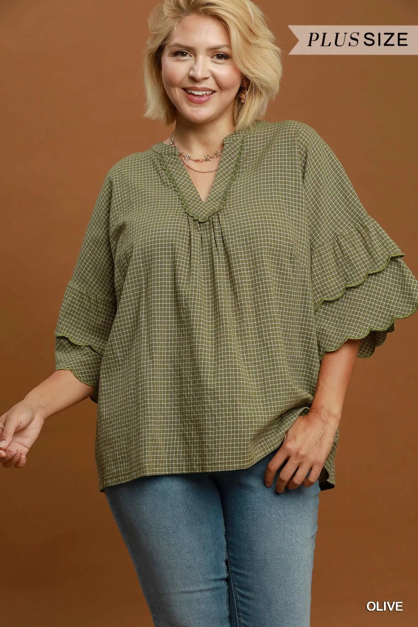 Scalloped ruffle hem top