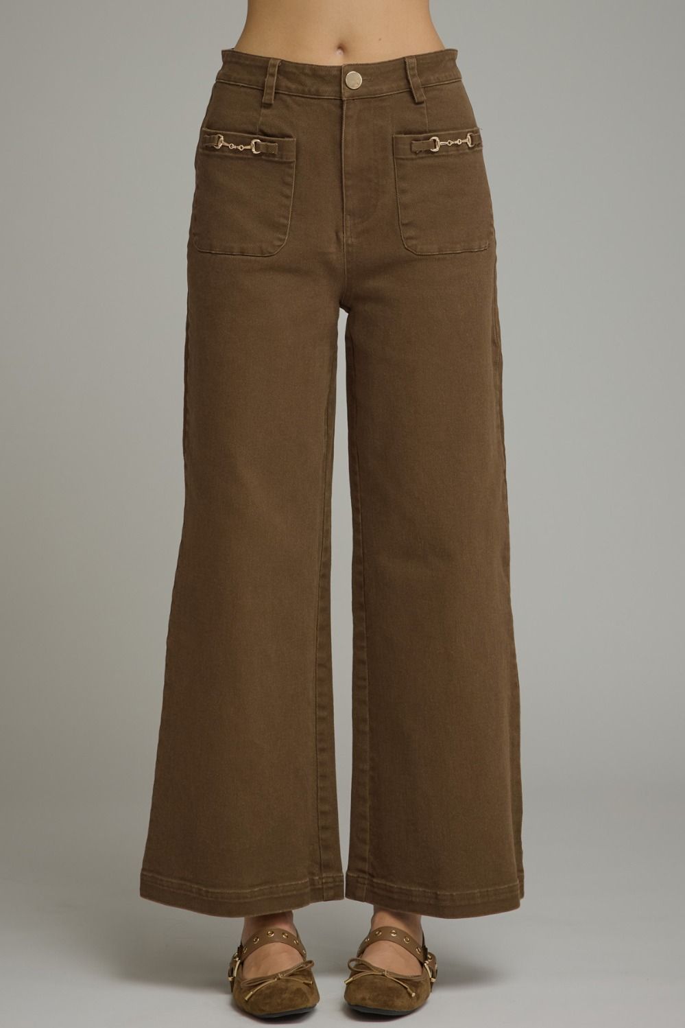 Wide leg pants horse-bit detail