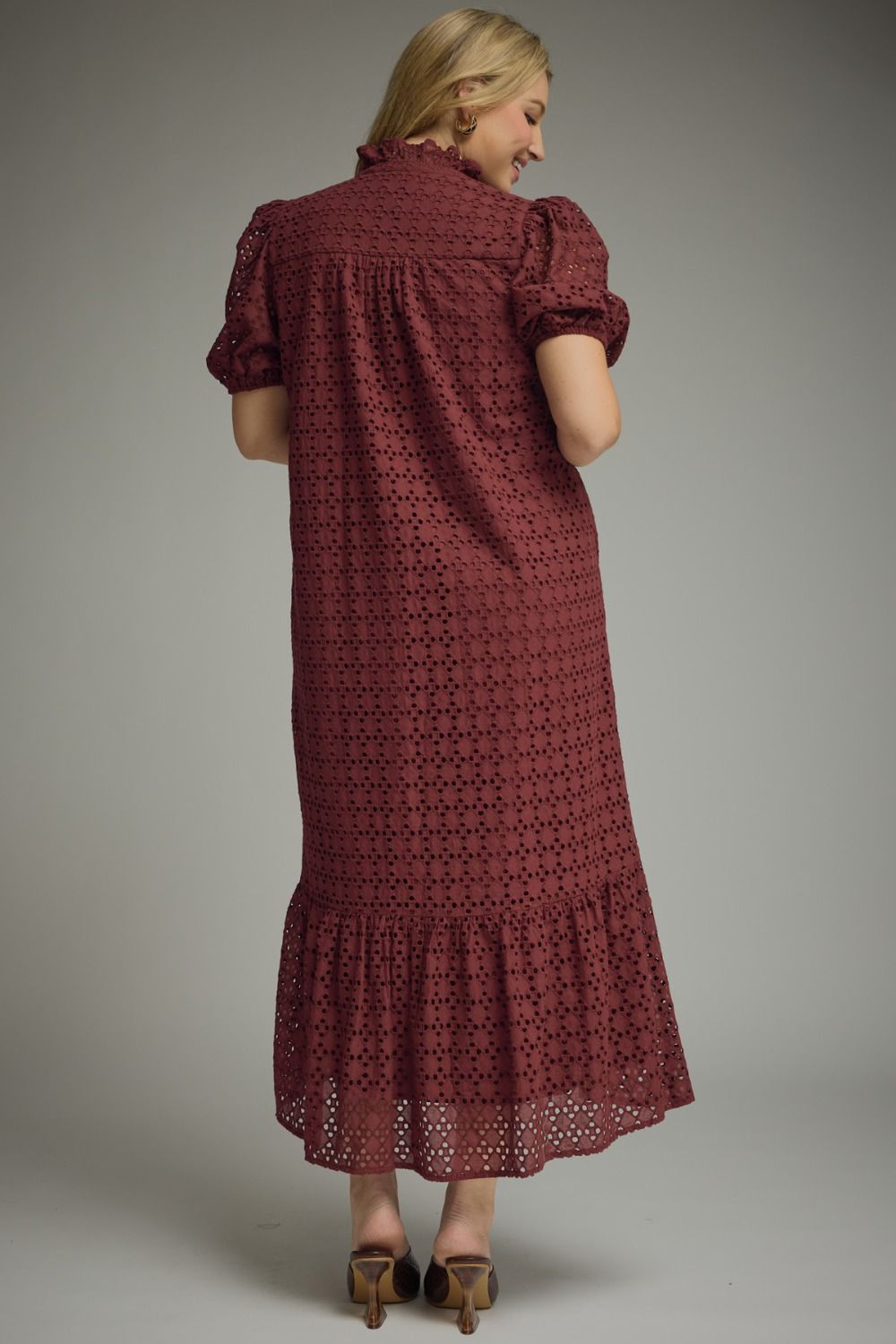 Eyelet short sleeve maxi dress