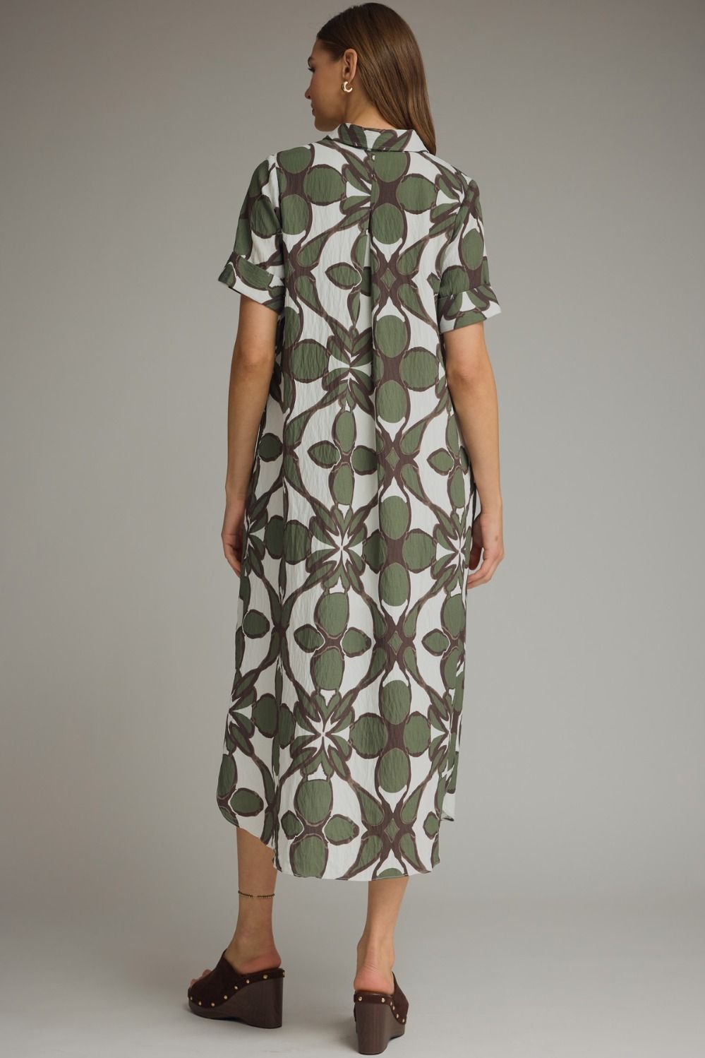 Pattern maxi dress gold buttons