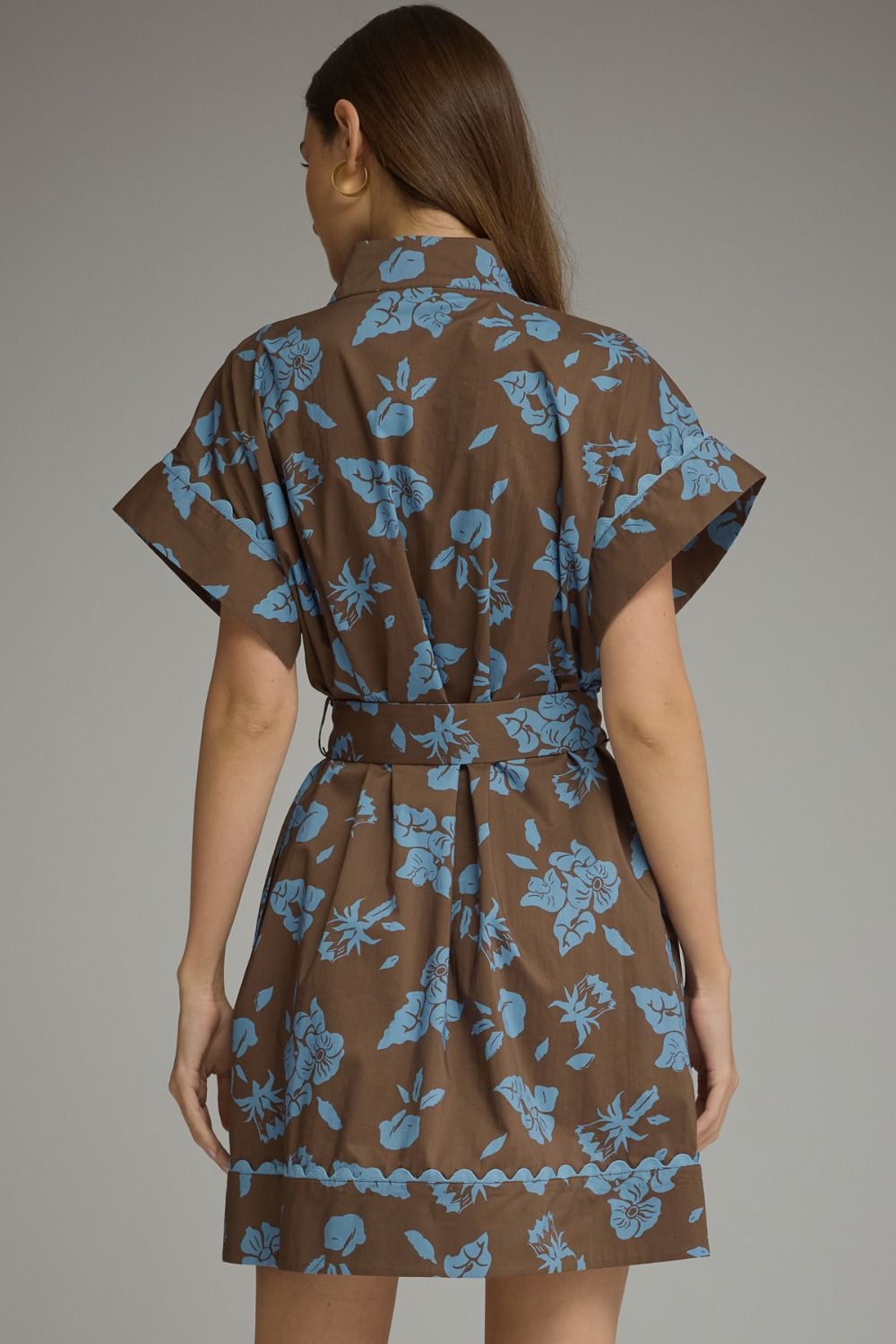 Printed self tie belt dress