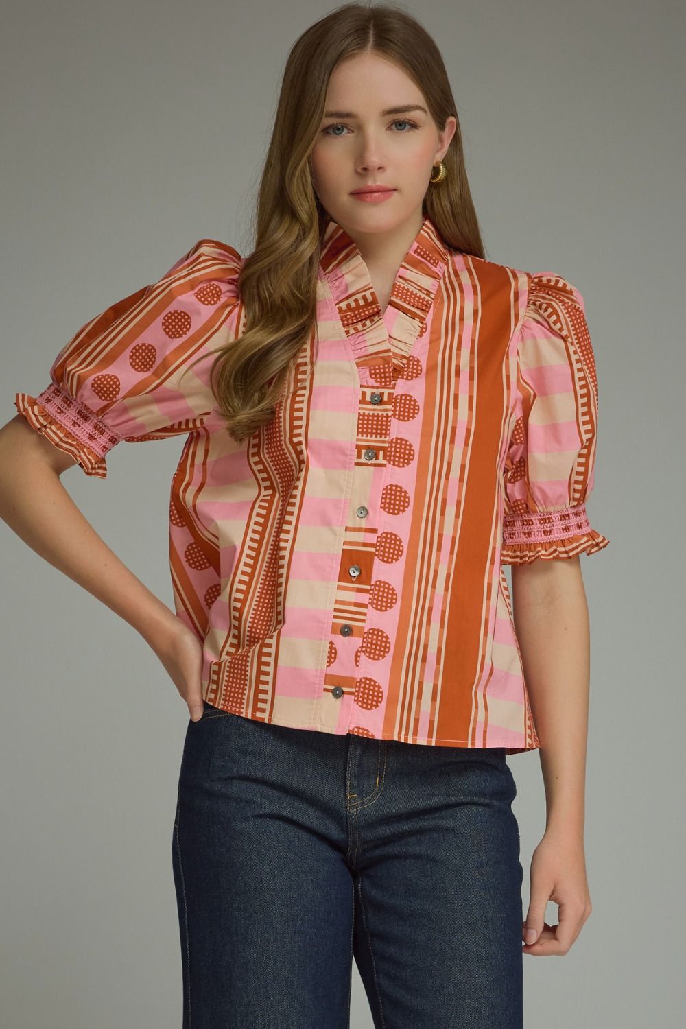 Mixed print top
