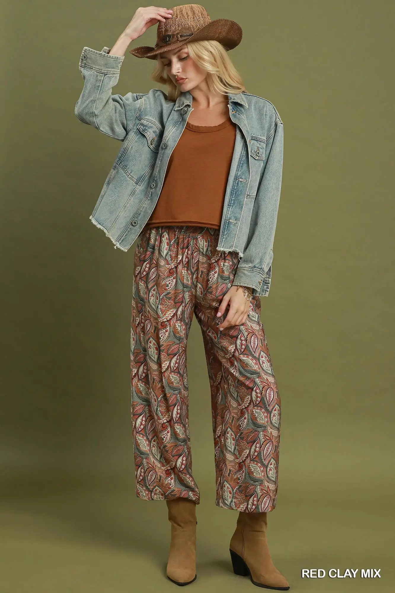 Printed wide leg pants