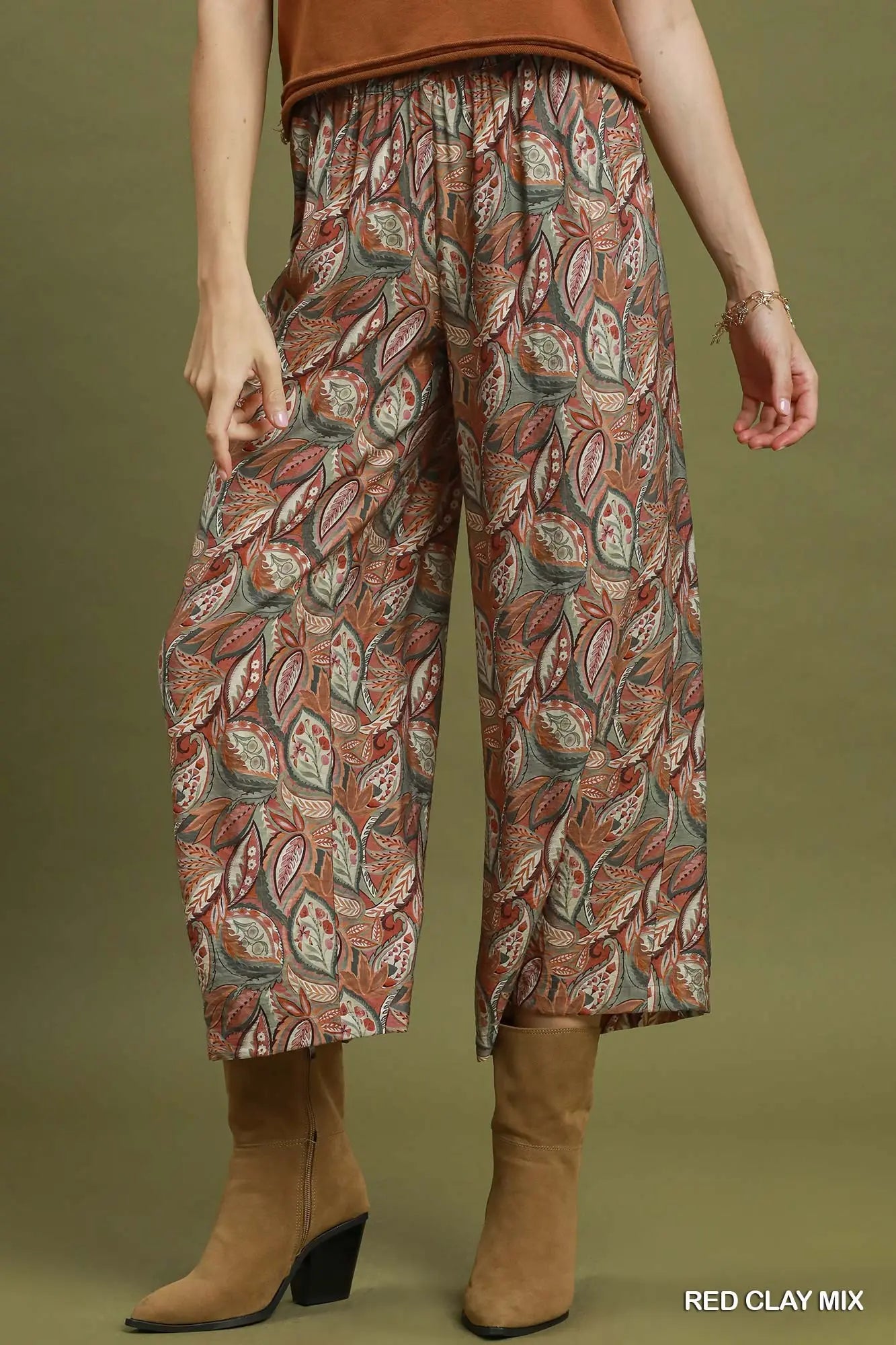 Printed wide leg pants