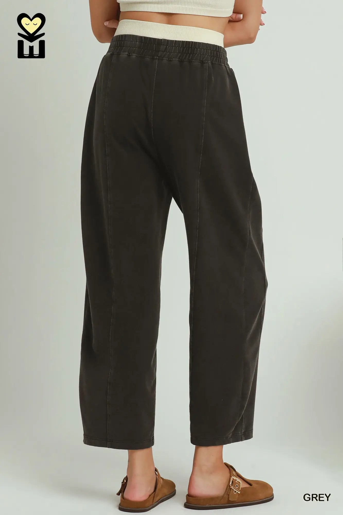 Washed barrel pants