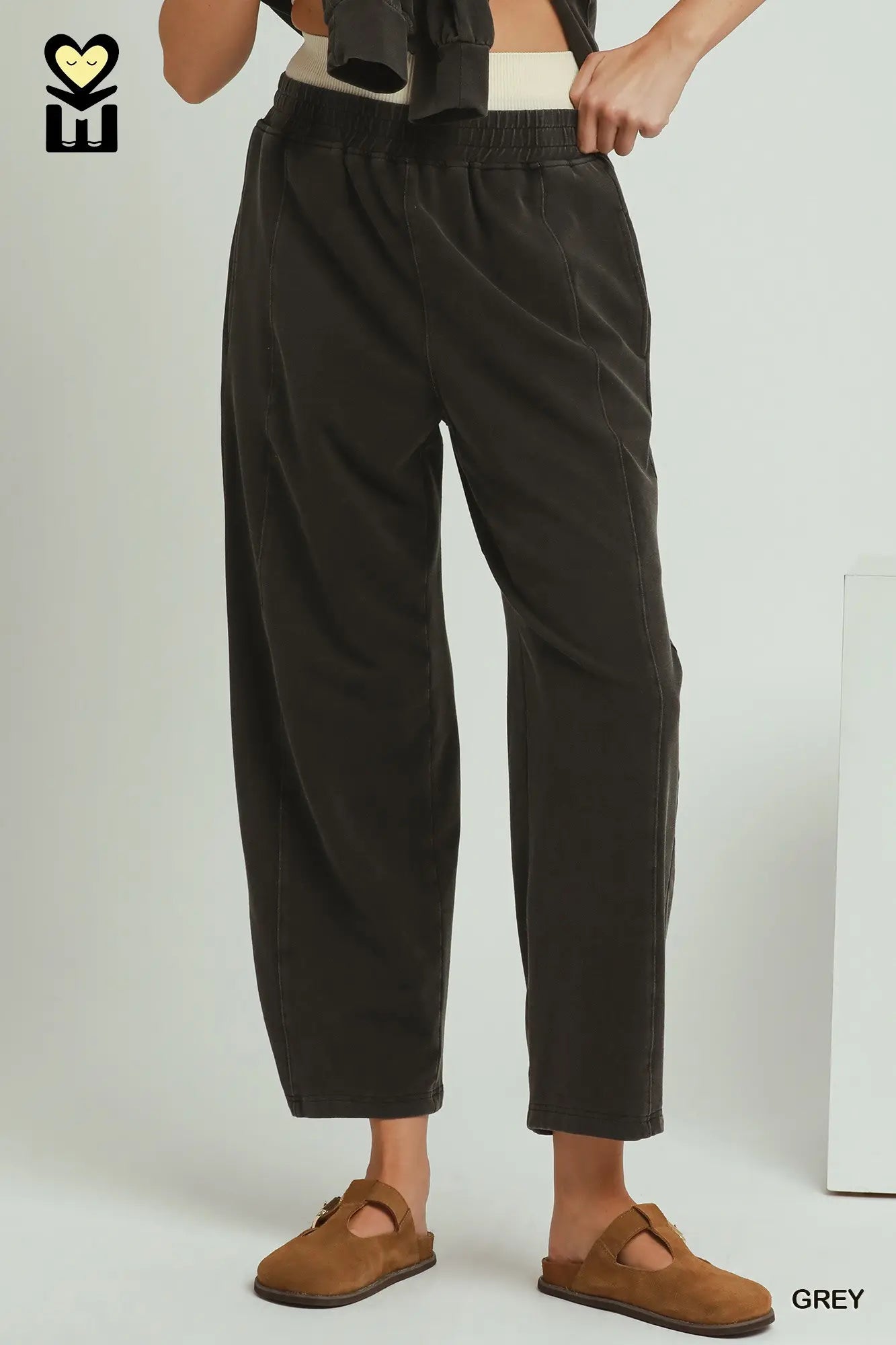 Washed barrel pants