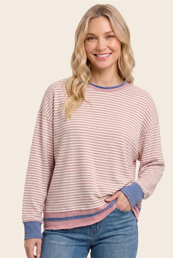 Color contrast long sleeve top