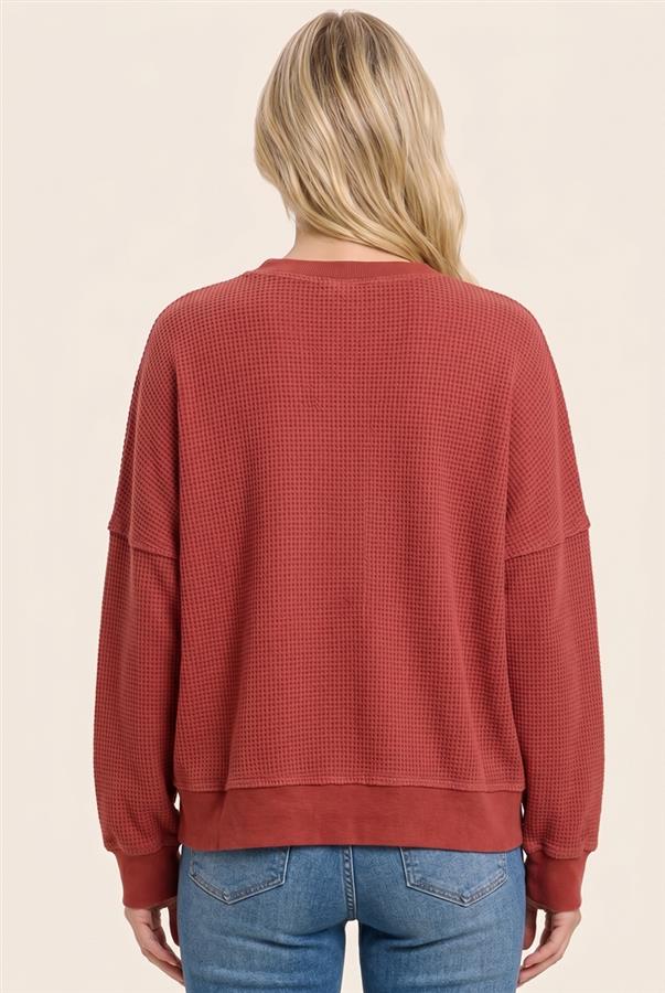 Long sleeve top raw edge detail