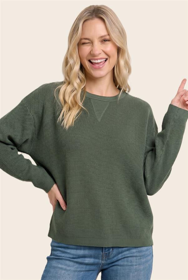 Long sleeve waffle top