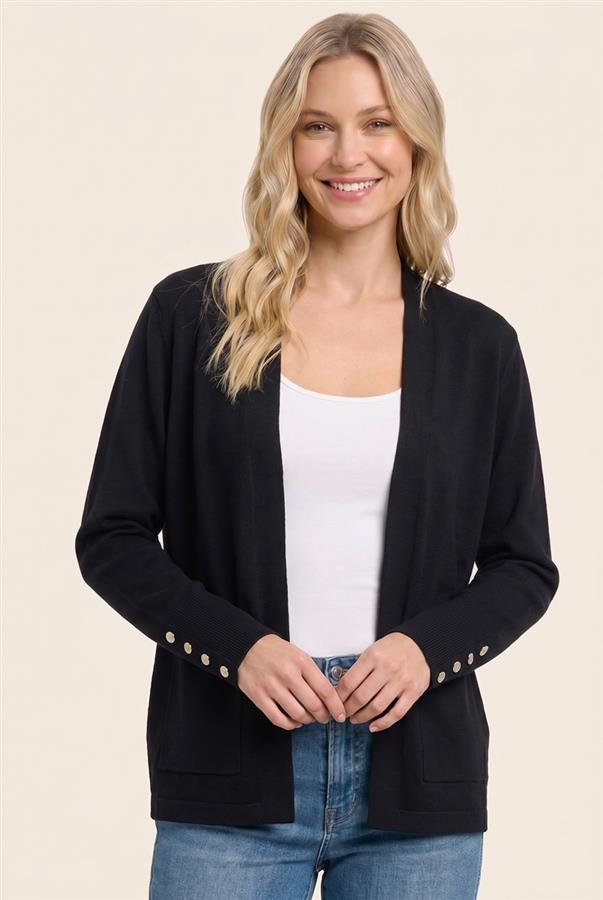 Long sleeve button tack cuff cardigan