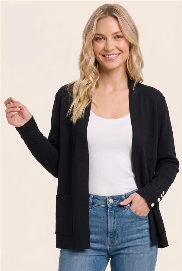 Long sleeve button tack cuff cardigan