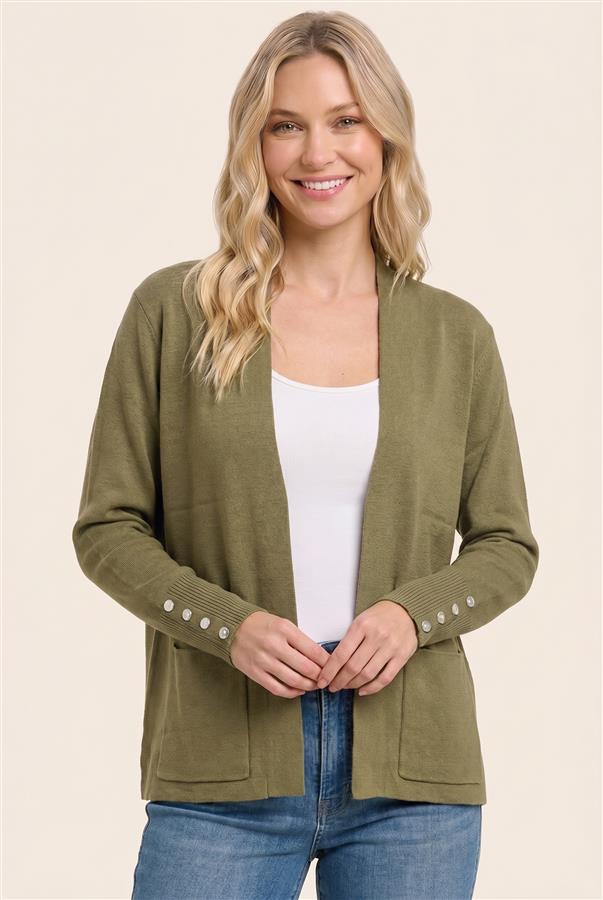 Long sleeve button tack cuff cardigan