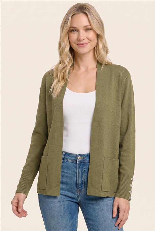 Long sleeve button tack cuff cardigan