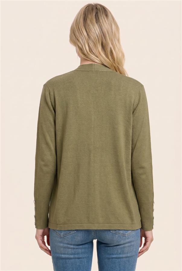 Long sleeve button tack cuff cardigan