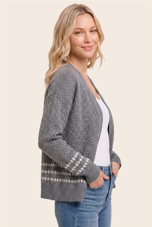 Striped detail open front cardigan