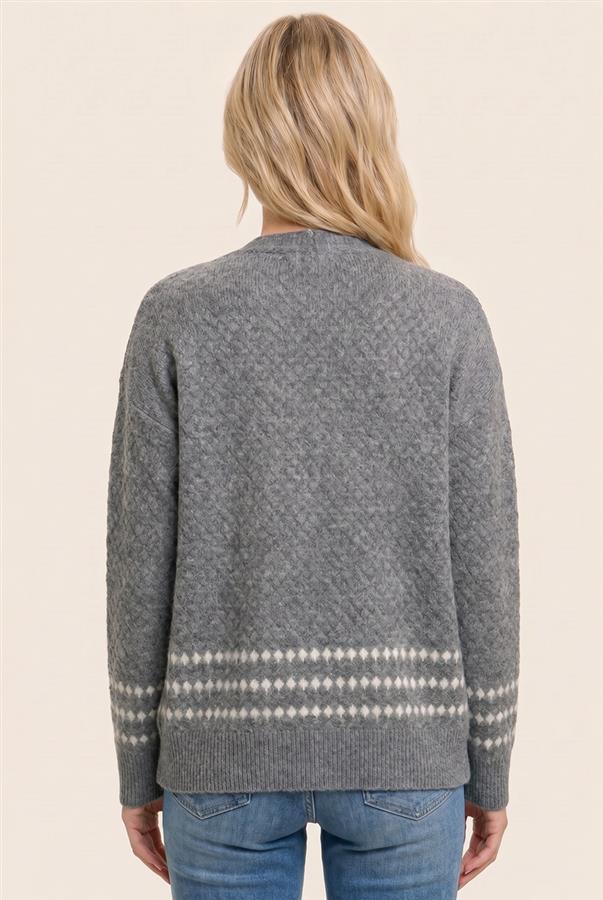 Striped detail open front cardigan
