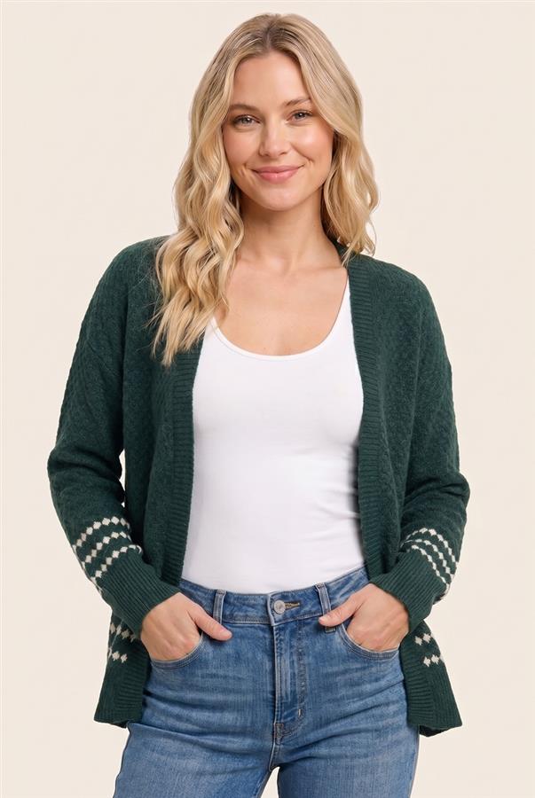 Striped detail open front cardigan