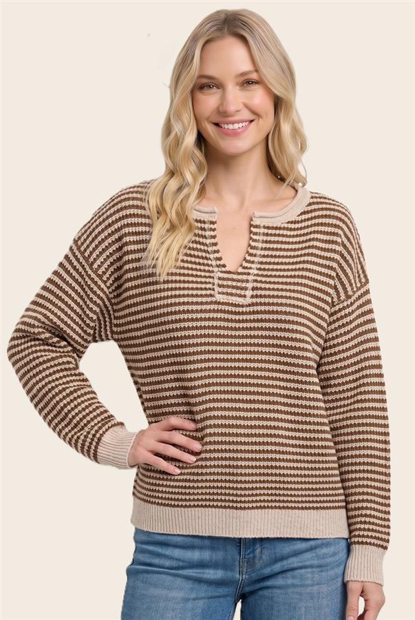 Waffle pinstripe top