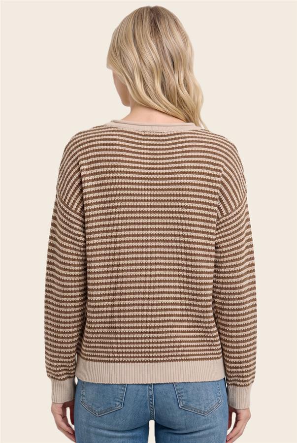 Waffle pinstripe top