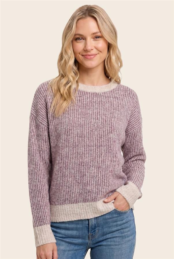 Long sleeve rib textured sweater