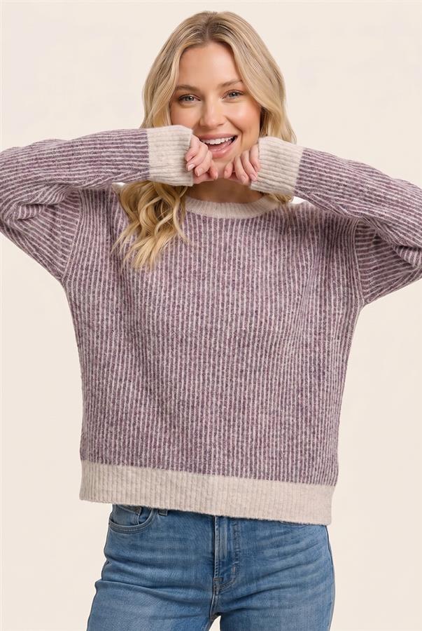Long sleeve rib textured sweater
