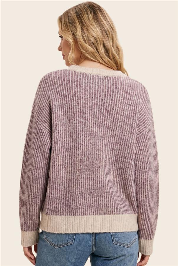 Long sleeve rib textured sweater
