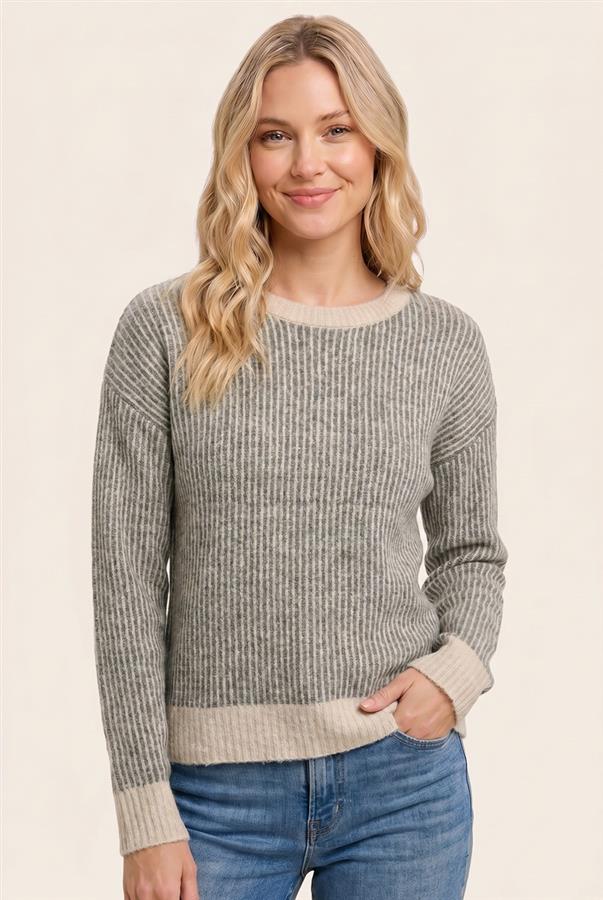 Long sleeve rib textured sweater