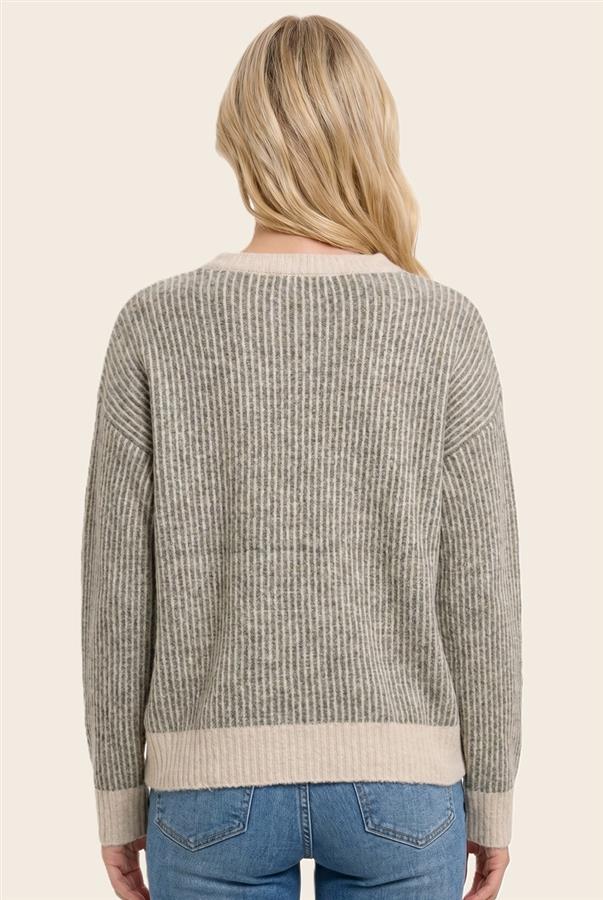 Long sleeve rib textured sweater