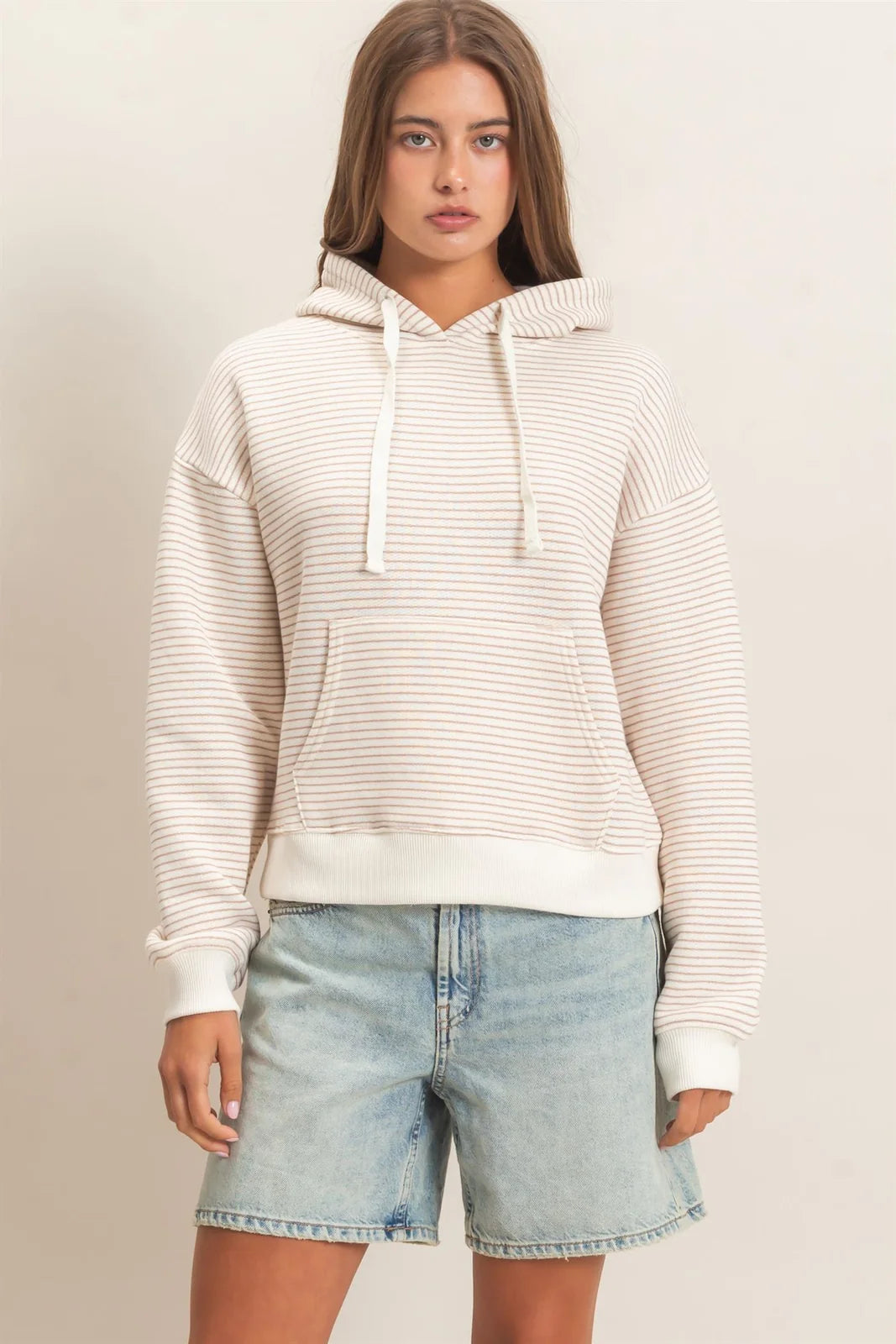 Striped French terry hoodie