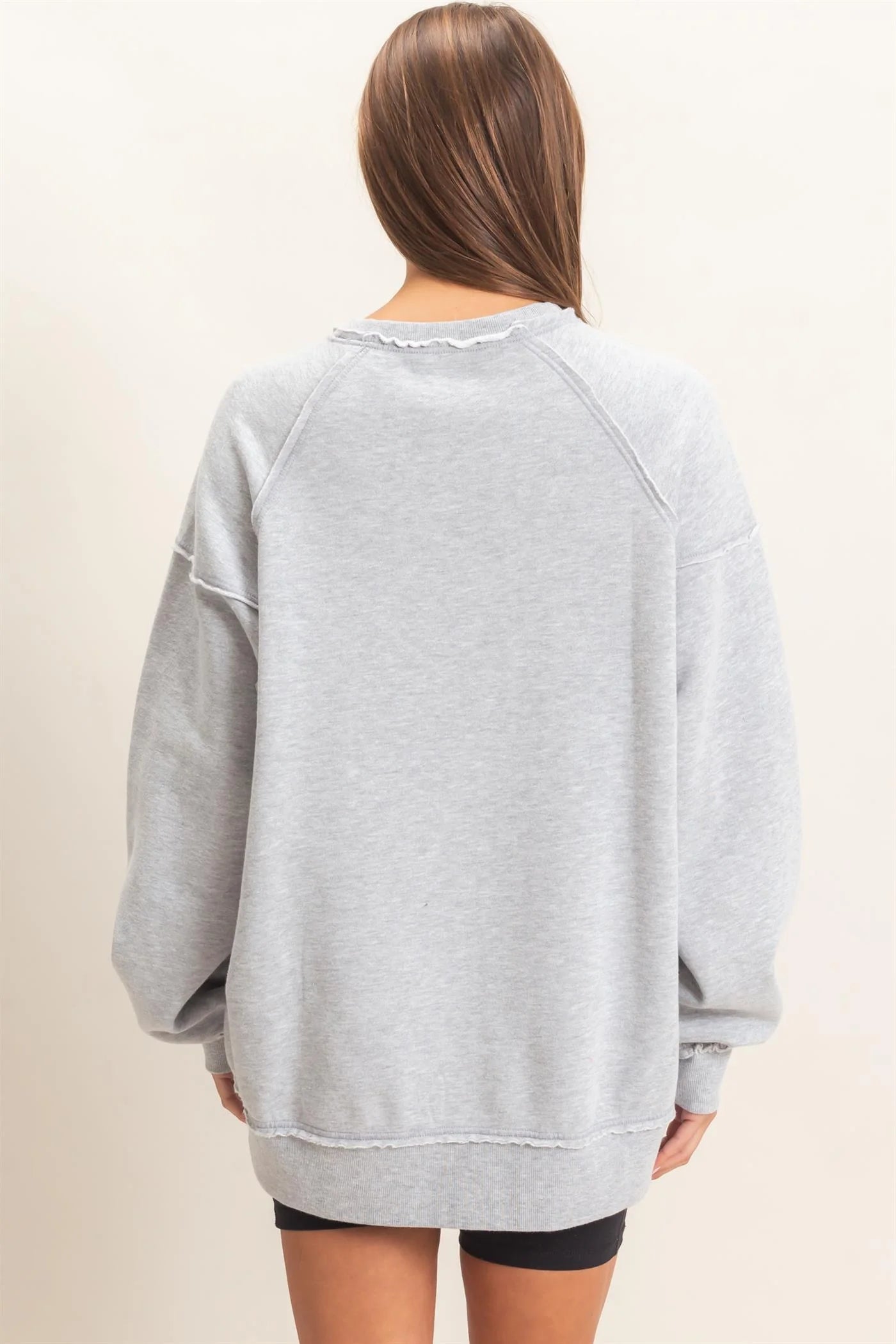 Acid Wash Raw Edge Sweatshirt