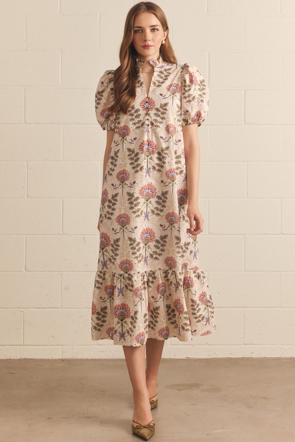 Pattern eyelet maxi dress
