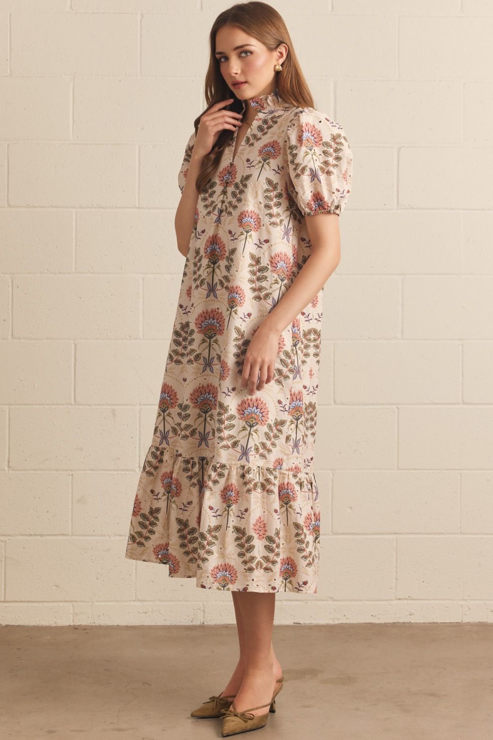 Pattern eyelet maxi dress