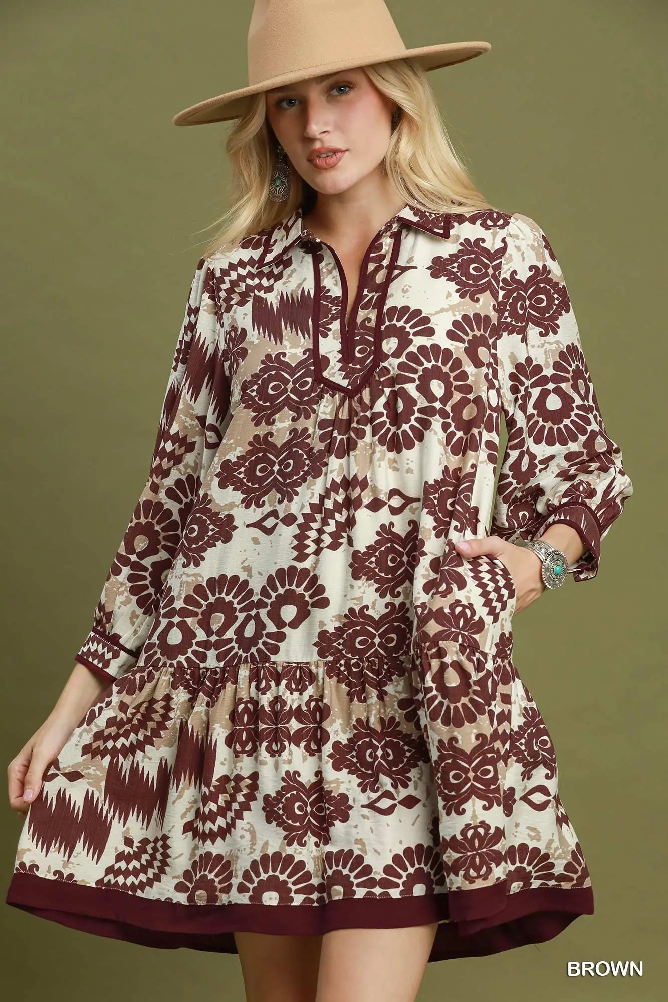 VNeck puff sleeve dress